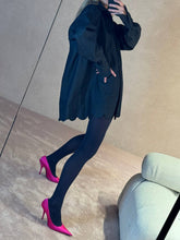 Load image into Gallery viewer, Denim long petal blouse - dark navy