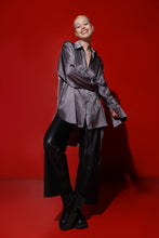 Load image into Gallery viewer, Corsica oversized silk blouse-dress - mini- grey