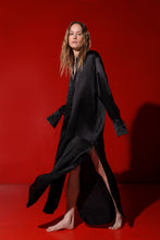 Load image into Gallery viewer, Corsica oversized silk maxi dress - black