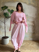 Load image into Gallery viewer, Two piece set: balloon wide leg trousers and fine merino wool top-pink
