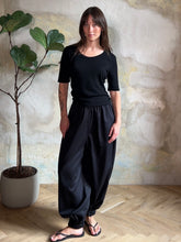 Load image into Gallery viewer, Two piece set: balloon wide leg trousers and fine merino wool top-black