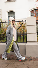 Load image into Gallery viewer, Alpaca maxi oversized coat with silk lining and belt-grey