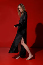 Load image into Gallery viewer, Corsica oversized silk maxi dress - black