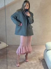 Load image into Gallery viewer, Wool boyfriend fit blazer with baby pink 100% silk lining