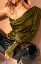 Load image into Gallery viewer, Anna silk draped open back blouse