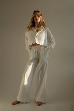 Load image into Gallery viewer, Corfu 2 piece set: cropped blouse and trousers - pearl