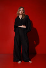 Load image into Gallery viewer, Corfu 2 piece set: cropped blouse and trousers - black