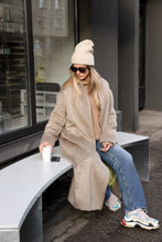 Load image into Gallery viewer, Alpaca maxi oversized coat with silk lining and belt-sand