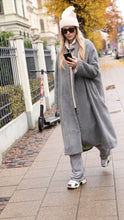 Load image into Gallery viewer, Alpaca maxi oversized coat with silk lining and belt-grey