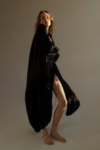 Load image into Gallery viewer, Corsica oversized silk maxi dress - black