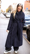 Load image into Gallery viewer, Alpaca maxi oversized coat with silk lining and belt-navy