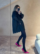 Load image into Gallery viewer, Denim long petal blouse - dark navy
