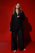 Load image into Gallery viewer, Corfu 3 piece set: long blouse, trousers and shorts - black