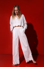 Load image into Gallery viewer, Corfu 2 piece set: cropped blouse and trousers - pearl