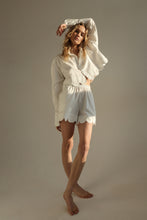 Load image into Gallery viewer, Corfu 2 piece set: cropped blouse and shorts - pearl