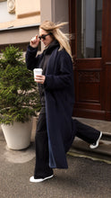 Load image into Gallery viewer, Alpaca maxi oversized coat with silk lining and belt-navy