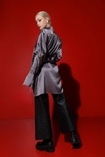 Load image into Gallery viewer, Corsica oversized silk blouse-dress - mini- grey