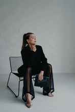 Load image into Gallery viewer, Sheer silk chiffon wide leg trousers-black