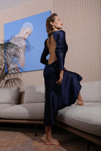 Load image into Gallery viewer, Jagger open back silk midi dress - midnight blue