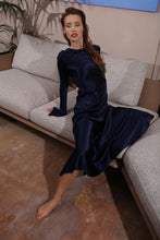Load image into Gallery viewer, Jagger open back silk midi dress - midnight blue