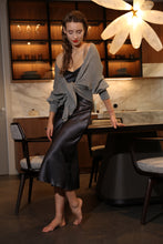 Load image into Gallery viewer, Birkin bias-cut silk dress - royal grey