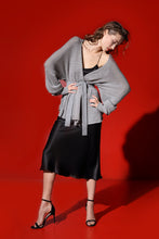 Load image into Gallery viewer, Birkin bias cut silk midi skirt - coal