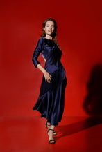 Load image into Gallery viewer, Jagger open back silk midi dress - midnight blue
