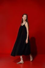Load image into Gallery viewer, Audrey linen dress with natural pearl straps - coal