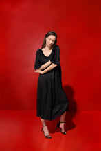 Load image into Gallery viewer, Aphrodite draped silk dress - black
