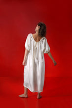 Load image into Gallery viewer, Aphrodite draped silk dress with a silk belt - oyster