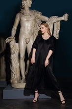 Load image into Gallery viewer, Aphrodite draped silk dress - black
