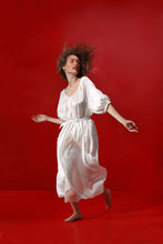 Load image into Gallery viewer, Aphrodite draped silk dress with a silk belt - oyster