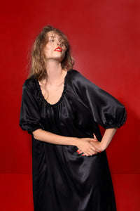 Aphrodite draped silk dress - black