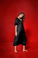 Load image into Gallery viewer, Aphrodite draped silk dress - black