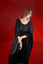 Load image into Gallery viewer, Aphrodite draped silk dress with a silk belt - coal
