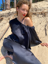 Load image into Gallery viewer, Aphrodite draped silk dress - black