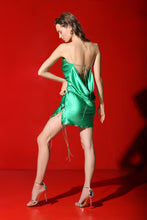 Load image into Gallery viewer, Scarlet draped mini dress-electric green
