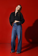 Load image into Gallery viewer, Corsica crop cotton blouse-coal