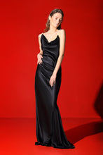 Load image into Gallery viewer, Sabine draped open back maxi gown with natural pearl straps
