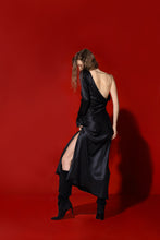 Load image into Gallery viewer, Anna draped dress with a split - black