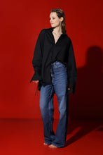 Load image into Gallery viewer, Corsica oversized cotton blouse-coal