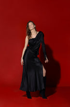Load image into Gallery viewer, Julia silk maxi skirt with a split - coal