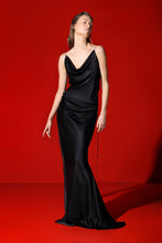 Load image into Gallery viewer, Sabine draped open back silk maxi silk gown