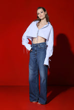 Load image into Gallery viewer, Corsica crop cotton blouse-coal