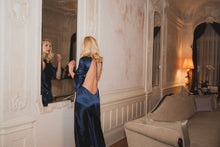 Load image into Gallery viewer, Jagger open back silk midi dress - midnight blue