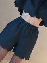 Load image into Gallery viewer, Denim petal shorts - dark navy
