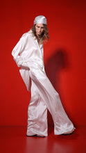 Load image into Gallery viewer, Semi-sheer silk wide leg trousers with pockets-pearl
