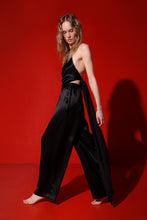 Load image into Gallery viewer, Silk wide leg trousers-black
