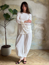 Load image into Gallery viewer, Two piece set: balloon wide leg trousers and fine merino wool shirt- white
