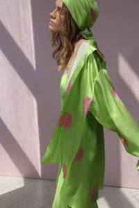 Blossom silk blouse - lime